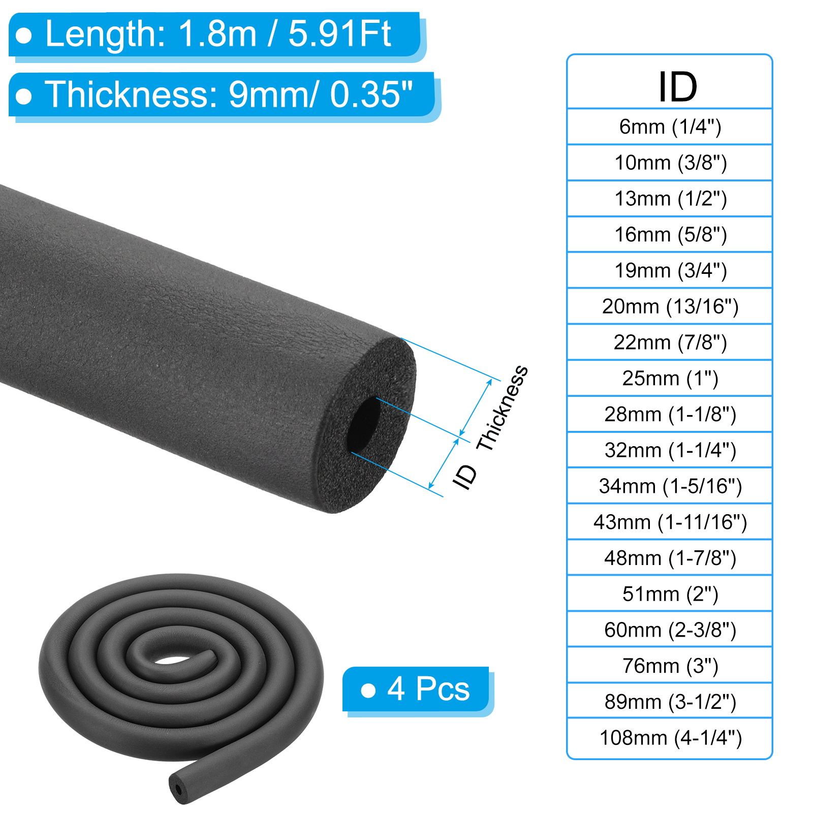 Uxcell 4Pcs 1.8Meters Pipe Ins - Pipe Insulation Foam recension och pris