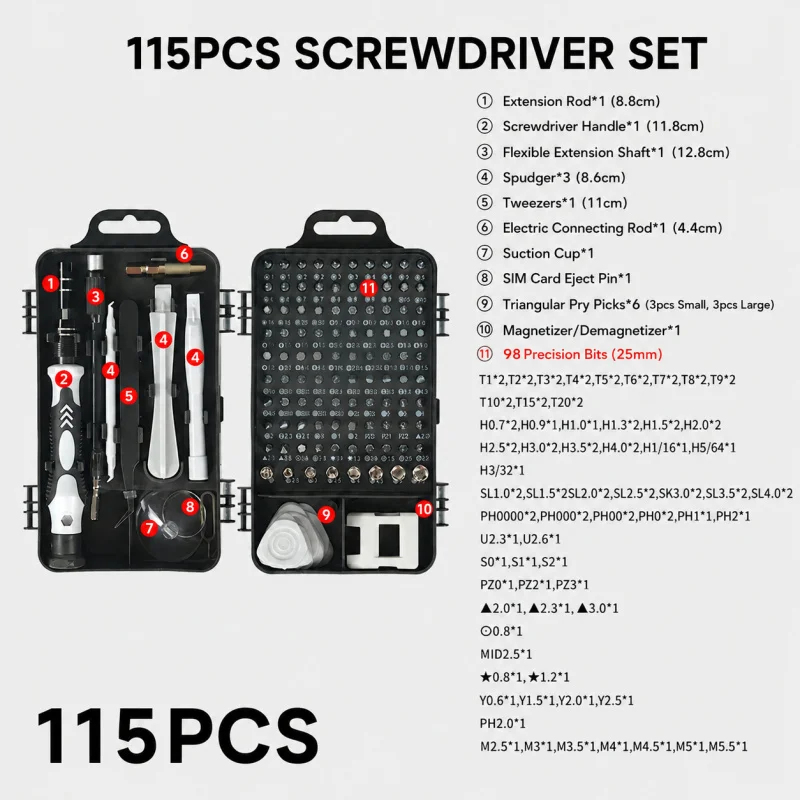 Portable 115in1 Magnetic Screw - Home Improvement Kit recension och pris